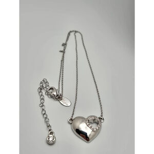 Lia Sophia Silver Heart Necklace with Clear Rhinestones Casual Gift